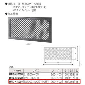 丸喜金属 MARIC P.C 床下菱目風窓（デラックス） 黒色 MRK-HIS000 サイズ:（大）200mm×400mm（ST防虫網付）｜interiortool