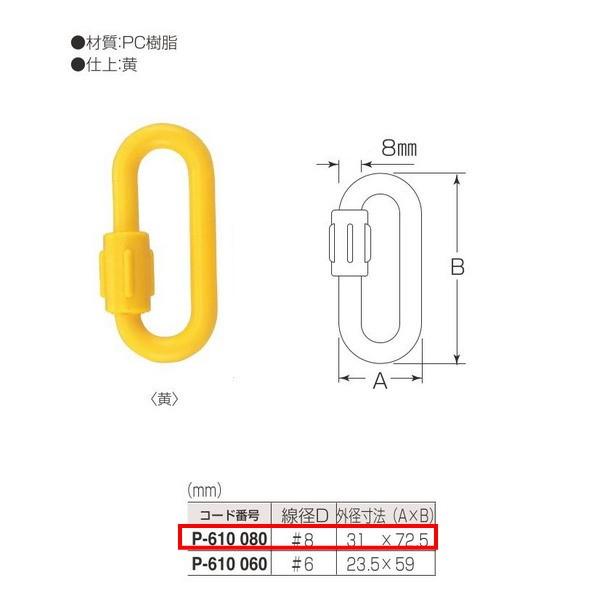 丸喜金属 P.Cスクリュージョイント P-610 080 線径D:8mm 仕上:黄
