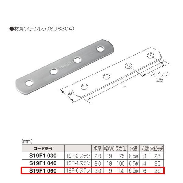 丸喜金属 ジョイント金具 19型フラット S19F1 060 19FI-6ステン 20個