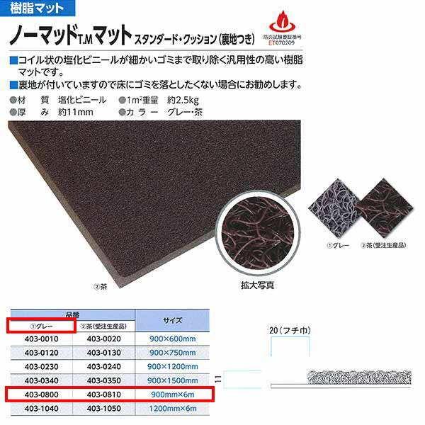 ミヅシマ ノーマッドマット スタンダード・クッション（裏地付き） グレー 403-0800 全辺フチ...