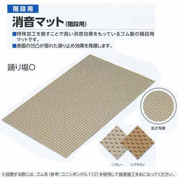 ミヅシマ工業 消音マット 階段用 踊り場○ グレー／ブラウン 710×990×6.5mm 5枚