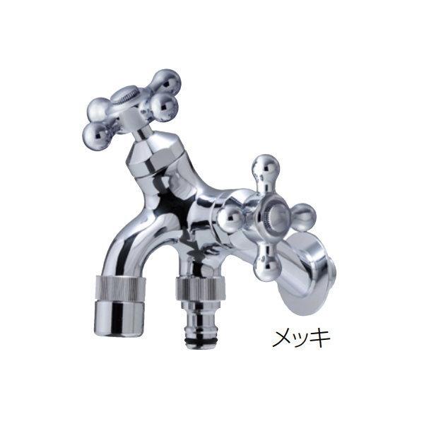 オンリーワンクラブ T14型耐寒水栓 二口横水栓 メッキ HV3-T16F-M