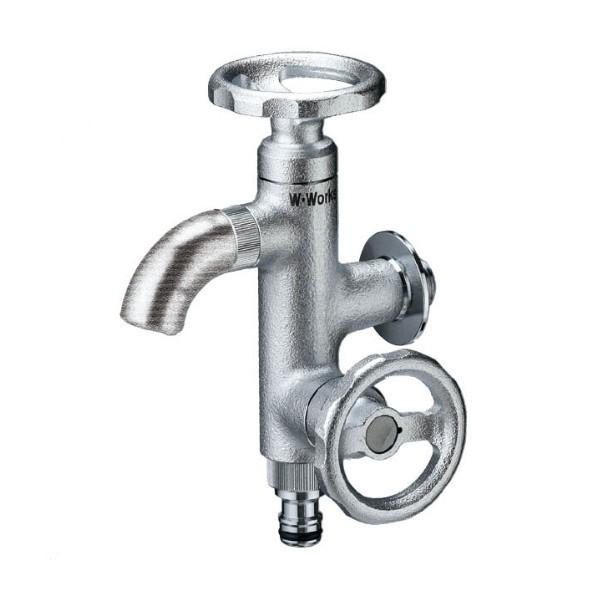 オンリーワンクラブ ウォーターワークス 二口横水栓 鋳肌メッキ HV3-G18V2