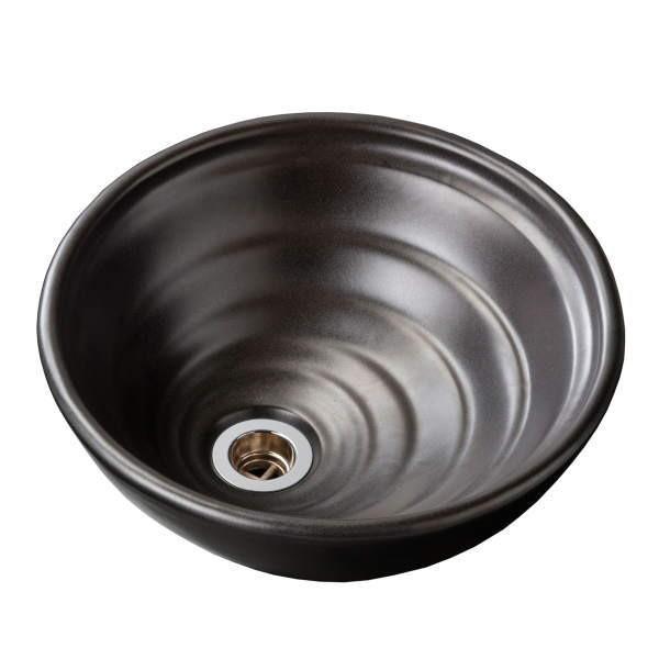 オンリーワンクラブ 信楽焼手洗鉢 HAMON信楽（黒）φ310 HV4-TR14B