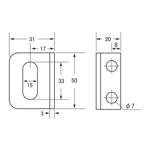 ニューヒカリ W貫抜用共受 ステン 小 Sサイ...の詳細画像1