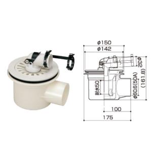 サヌキ 洗濯機排水トラップ・排水パイプ SBT-Y 樹脂製ワンタッチ式タイプ 横排水｜interiortool