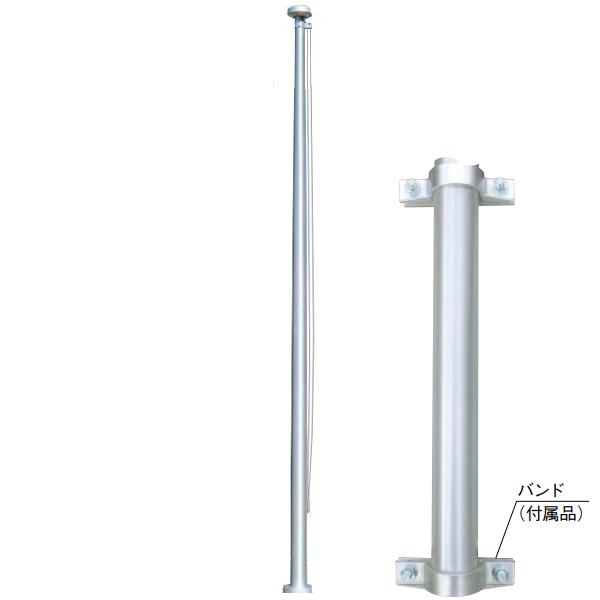 サンポール フラッグポール ロープ型 ポール高さ10m バンド式 FP-10BA
