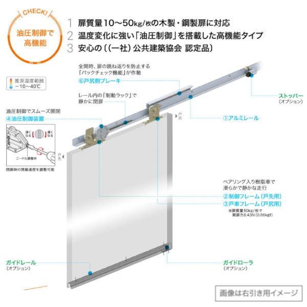 ダイケン 引戸クローザー スライデックス 傾斜レール（自閉式） 片引き 左引き用 HCS-5015L...