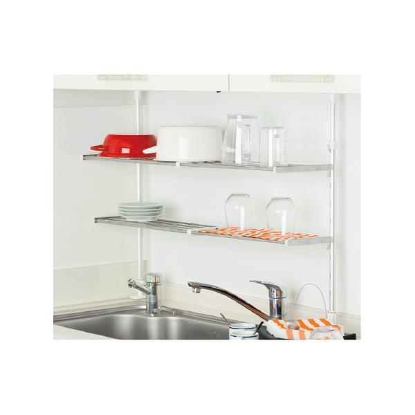 タクボ 伸縮つっぱり棚2段 幅50ー90cm TP2-90L