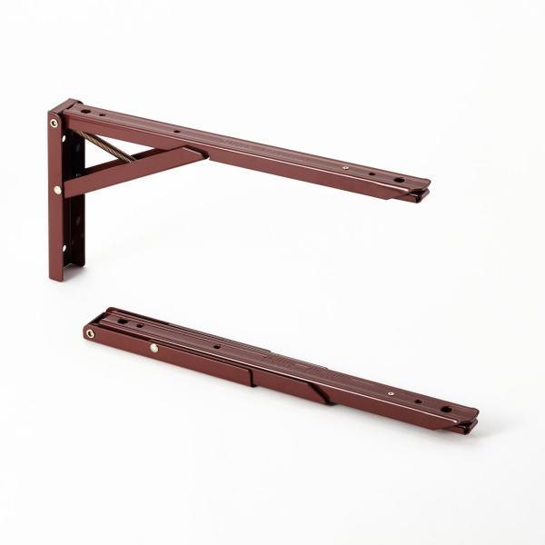 田邊金属 TANNER タッチポン ワンタッチ折りたたみ棚受け 茶 300mm 1組（2本）