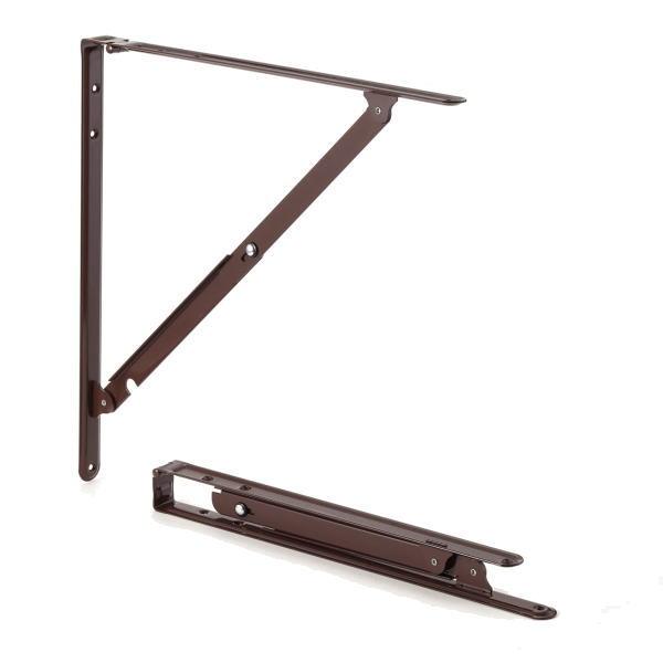 田邊金属 TANNER ワンタッチ折りたたみ 棚受け金具 大 茶色 400mm 1組（2本）
