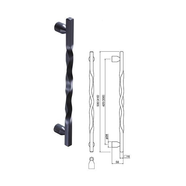 シロクマ ドアー取手 ツイスト取手 両面用 No.271 ロートアイアン M8×60 サイズ呼称：3...