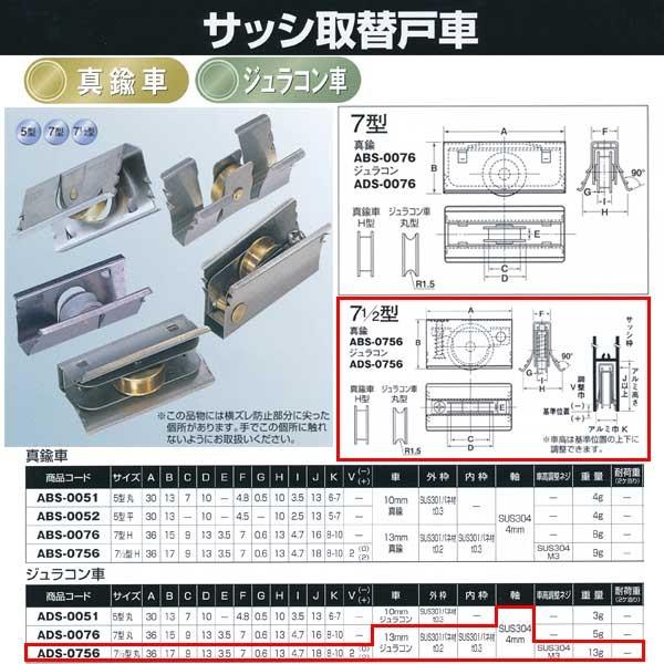 ヨコヅナ サッシ取替戸車 ジュラコン車 71/2型 ADS-0756
