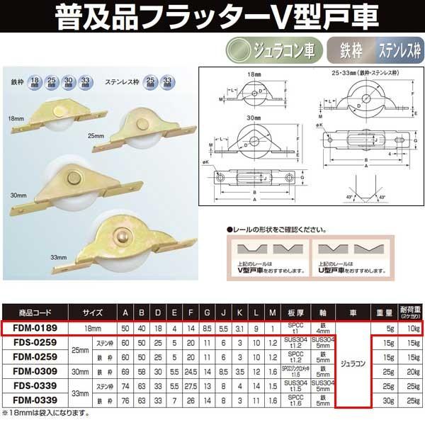 ヨコヅナ 普及品フラッター戸車 鉄枠 ジュラコン車 18 Ｖ FDM-0189