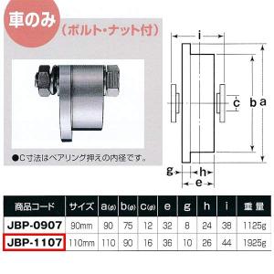 ヨコヅナ ステンレス重量戸車 トロ車型 車のみ JBP-1107 110mm 1個｜interiortool