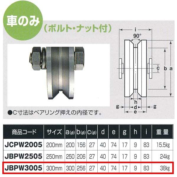 ヨコヅナ ステンレス重量戸車 ワイドタイプ 車のみ V型 JBPW3005 300mm 1個