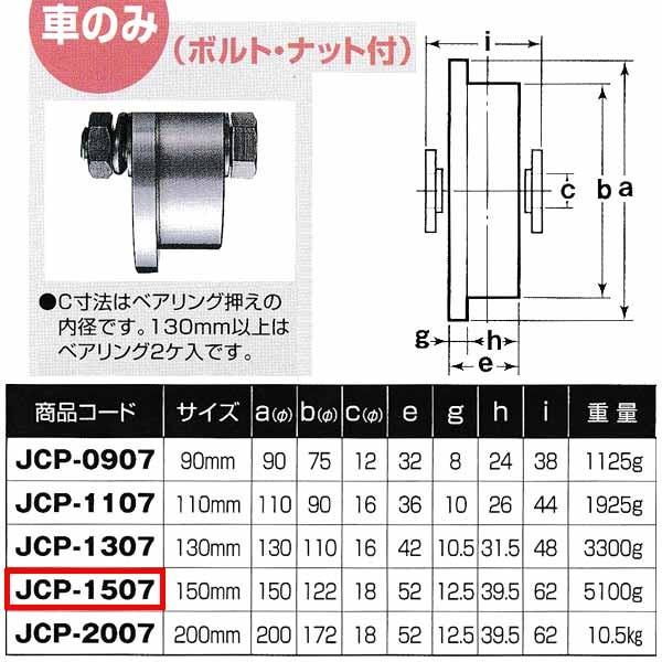 ヨコヅナ 440Cベアリング入 ステンレス重量戸車 トロ車型 車のみJCP-1507 150mm 1...