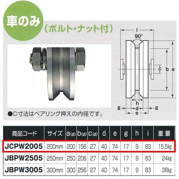 ヨコヅナ ステンレス重量戸車 ワイドタイプ 車のみ V型 JCPW2005 200mm 1個