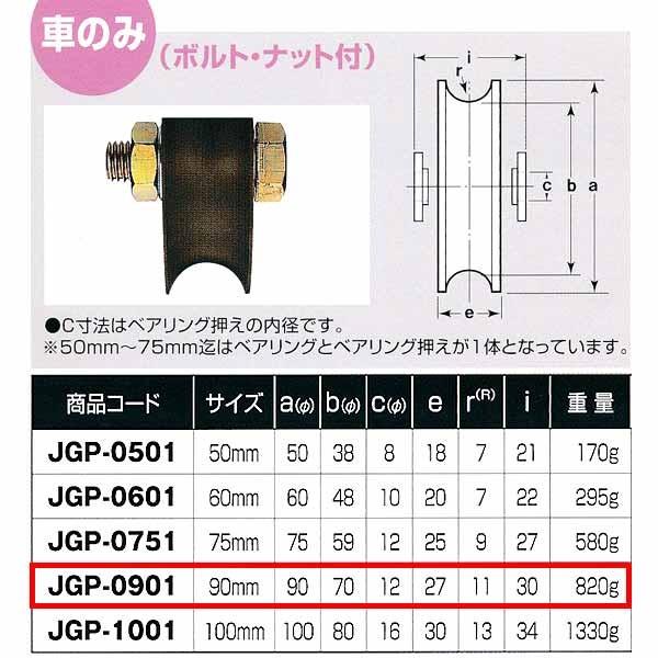 ヨコヅナ S45C 重量戸車 車のみ 鉄枠 溝Ｒ車型 JGP-0901 90mm 1個