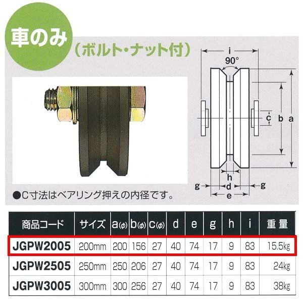 ヨコヅナ S45C重量戸車 ワイドタイプ 車のみ V型 JGPW2005 200mm 1個