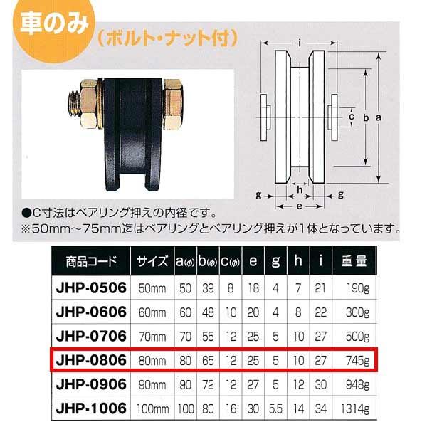 ヨコヅナ 鉄 重量戸車 車のみ 鉄枠 VH兼用型 JHP-0806 80mm 1個
