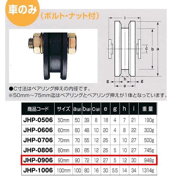 ヨコヅナ 鉄 重量戸車 車のみ 鉄枠 VH兼用型 JHP-0906 90mm 1個