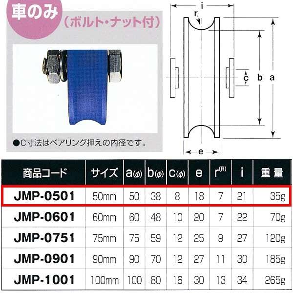 ヨコヅナ MC防音 重量戸車 車のみ ステンレス 溝Ｒ車型 JMP-0501 50mm 1個