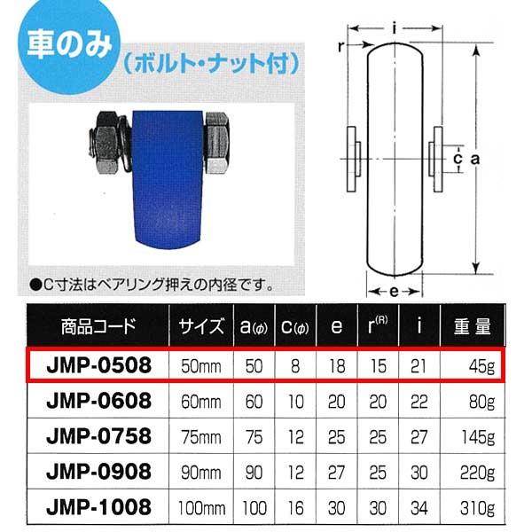 ヨコヅナ MC防音 重量戸車 車のみ ステンレス 山Ｒ車型 JMP-0508 50mm 1個