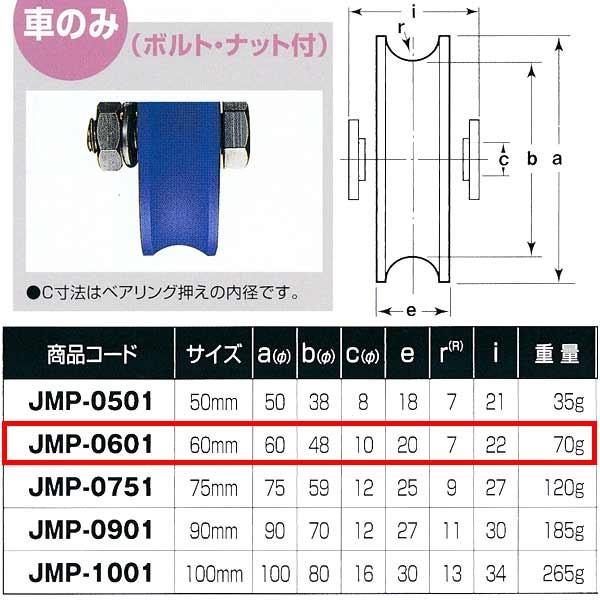 ヨコヅナ MC防音 重量戸車 車のみ ステンレス 溝Ｒ車型 JMP-0601 60mm 1個