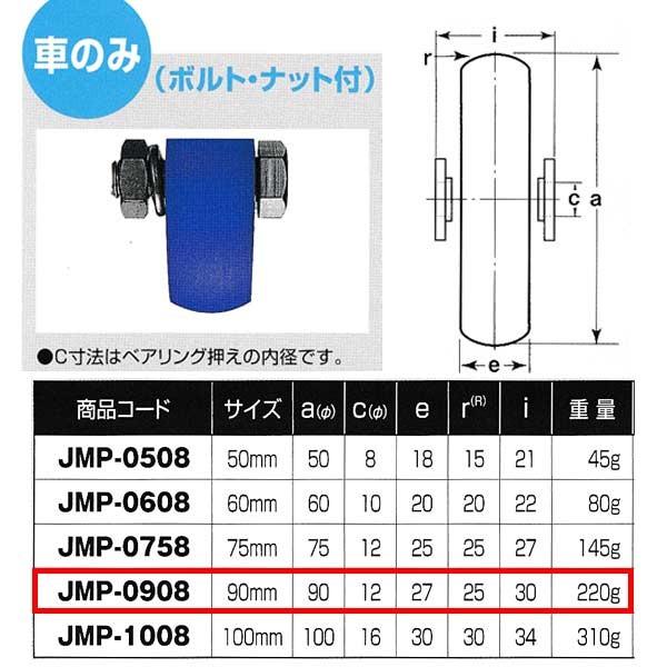 ヨコヅナ MC防音 重量戸車 車のみ ステンレス 山Ｒ車型 JMP-0908 90mm 1個