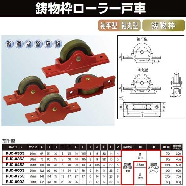 ヨコヅナ 鋳物枠ローラー戸車 36 袖平 RJC-0363