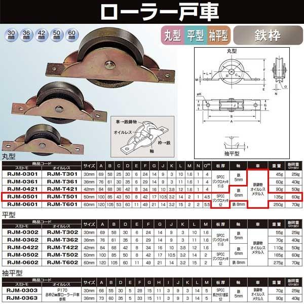 ヨコヅナ スミトモローラー戸車鉄枠 50 丸 RJM-0501