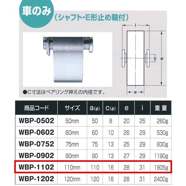 ヨコヅナ ロタ・ステンレス 重量戸車 車のみ ステンレス枠 平型 WBP-1102 110mm 1個