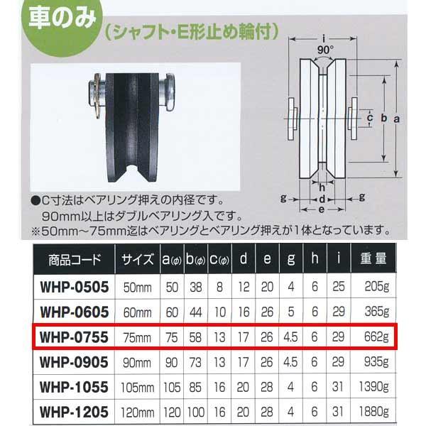 ヨコヅナ ロタ・鉄 重量戸車 車のみ 鉄枠 V型 WHP-0755 75mm 1個