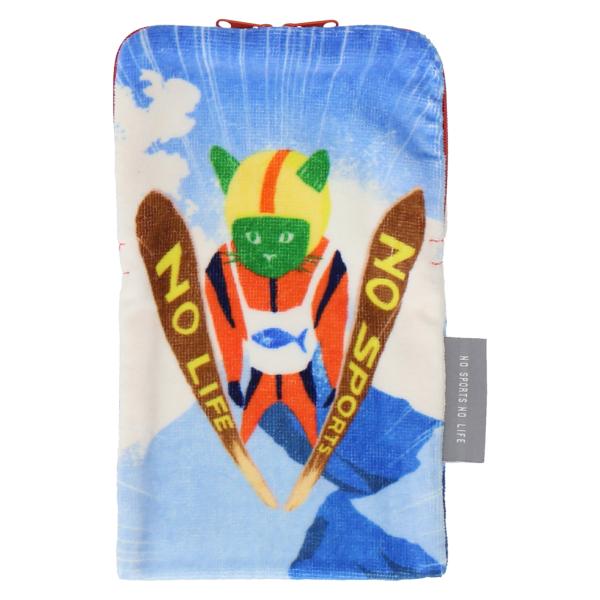 NO SPORTS NO LIFE タオルポーチ スキージャンプ スポーツ ポーチ 猫 ネコ プレゼ...