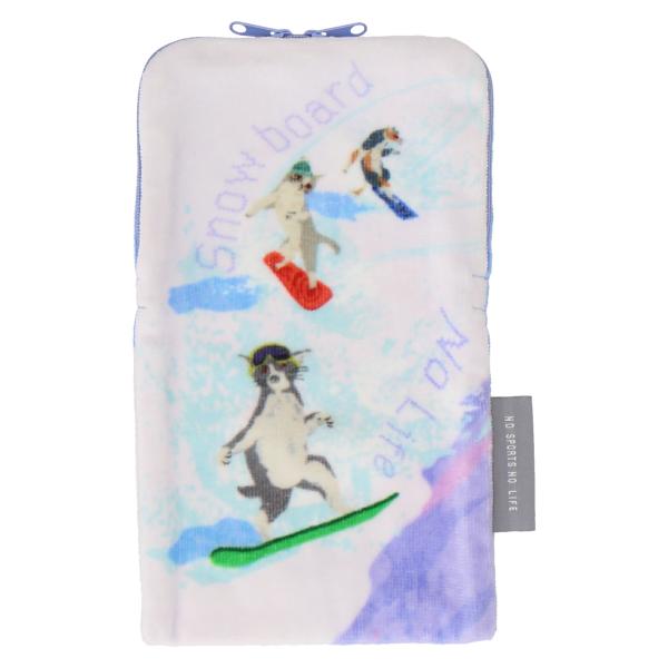 NO SPORTS NO LIFE タオルポーチ スノーボード スポーツ ポーチ 猫 ネコ プレゼン...