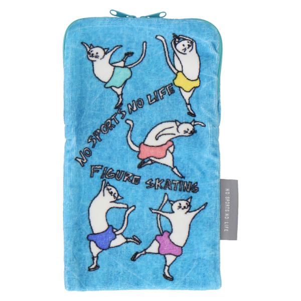 NO SPORTS NO LIFE タオルポーチ フィギュアスケート スポーツ ポーチ 猫 ネコ プ...