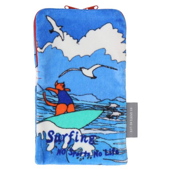 NO SPORTS NO LIFE タオルポーチ サーフィン スポーツ ポーチ 猫 ネコ プレゼント...
