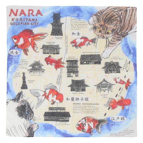 プリントハンカチ 奈良 金魚 47 Japan Rediscovery 都道府県 ハンカチ ギフト ...