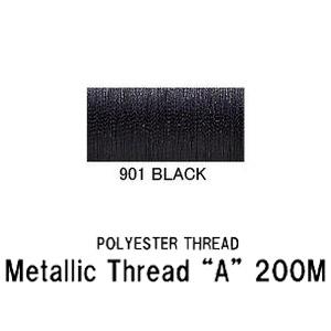メタリックスレッド "A" 200M ポリエステルス ガイドスレッド 細い糸 200ｍ ブラック 黒...