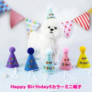 犬服 ドッグウェア 帽子 Happy Birthday5カラーミニ帽子 誕生日/記念日/ワンちゃんの誕生日会｜inufukuchoice