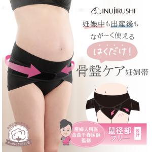 犬印本舗 マタニティ 妊婦帯 骨盤ベルト パンツタイプ 腹帯 大きいサイズ 一枚履き 鼠径部 オーガニック コットン 綿 肌にやさしい 締め付けない 産前産後