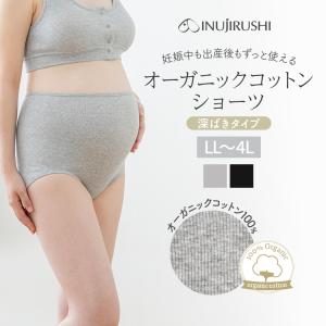 【メール便可】犬印本舗 マタニティ 肌にやさしい ショーツ 深ばきタイプ 綿100％ オーガニックコットン LL 3L 4L 大きいサイズ ハイライズ 締め付けない