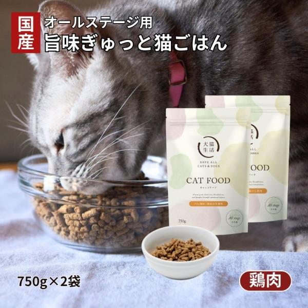 犬猫生活 キャットフード オールステージ 国産の生鶏肉味 2袋（750g×2） [ 総合栄養食 グレ...