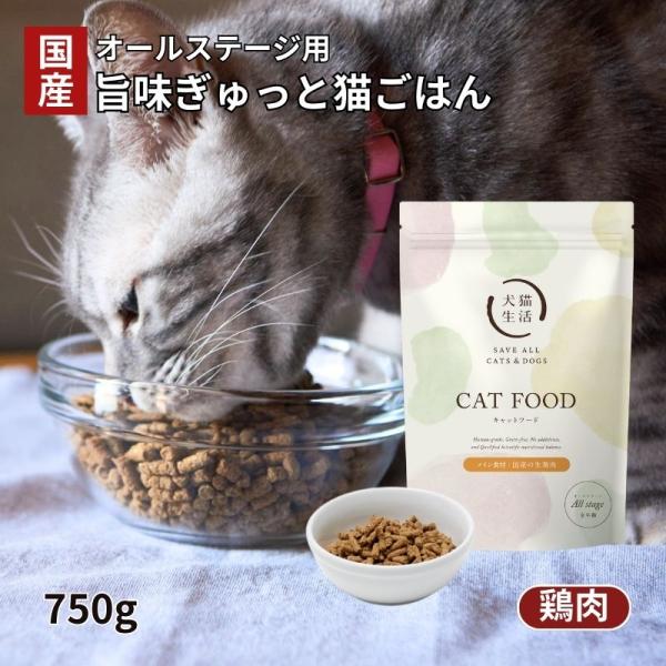 犬猫生活 キャットフード オールステージ 国産の生鶏肉味 1袋（750g） [ 総合栄養食 グレイン...