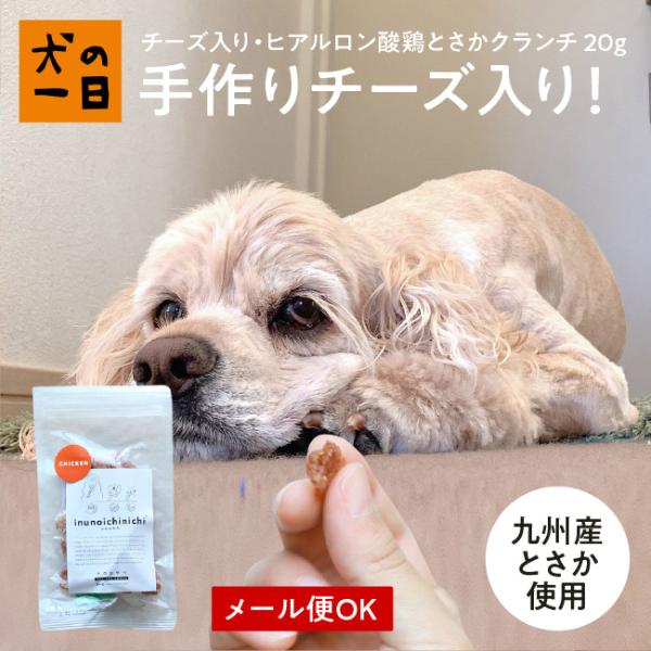 犬　おやつ　無添加　国産　九州産チーズ入りヒアルロン酸とさかクランチ　20g　小型犬　ヒアルロン酸