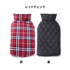 犬 犬服 冬 (リバーシブル チェック柄 コー...の詳細画像1