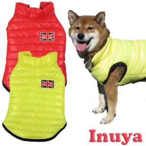 犬 犬服 冬服 （ 中型犬用 ユニオンジャック フード無し ベスト ） 秋 超軽量 裏地フリース ダウン 風 シュナウザー 柴犬 フレンチブルドッグ フレブルなどセー