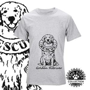 Tシャツ 半袖 ゴールデンレトリバー RESCUE メンズ・レディース デザイン イラスト 犬 （ S~L ） オーナー （ kingdogs ） 犬屋｜inuya