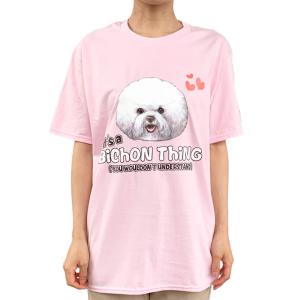 Tシャツ 半袖 ビションフリーゼ ピンク ビション デザイン メンズ・レディース デザイン イラスト 犬 （ S~L ） オーナー （ kingdogs ） 犬屋｜inuya